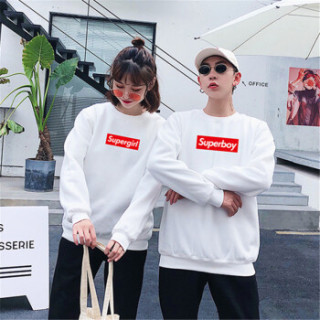 新薇丽(Sum Rayleigh)2019春季新款 韩版潮情侣装卫衣外套宽松学生装 HZDF6012 白色红图加厚加绒 XL女