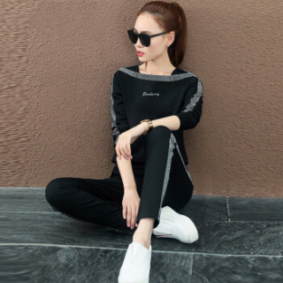 丽乔 2019春季新款女装新品卫衣女时尚休闲运动显瘦卫衣两件套 zx1AF05-9913 红色 XL