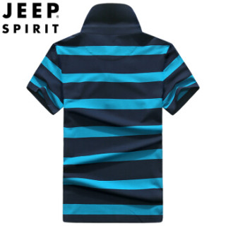 吉普 JEEP 短袖t恤男2019新款春夏季商务休闲半袖翻领polo衫上衣韩版修身男装XW82 蓝色 L