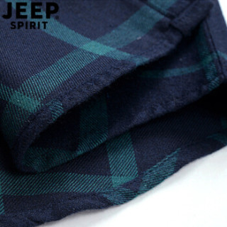 吉普(JEEP)长袖衬衫男2019春季新款格子商务休闲衬衣CS107JEEP 藏青色 L