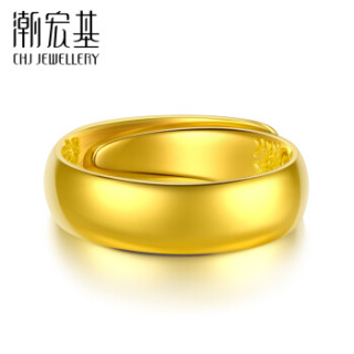 潮宏基 CHJ JEWELLERY 百福光圈 足金黄金戒指男款 计价 SRG30001154 约8.35g
