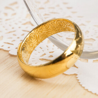 潮宏基 CHJ JEWELLERY 百福光圈 足金黄金戒指男款 计价 SRG30001154 约8.35g