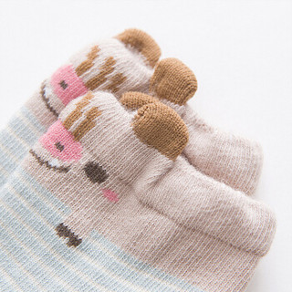 馨颂 婴儿袜子男女童动物派对精梳棉袜三双装套装 S057F1 蓝黄 14-16(XL)(3-5岁)