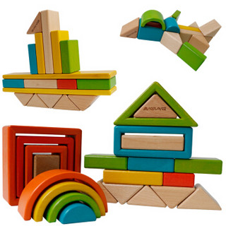魔磁玩家（MAGPLAYER ）儿童玩具早教多功能拼装木质玩具原木实木大颗粒彩虹积木城堡系列幼儿宝宝玩具