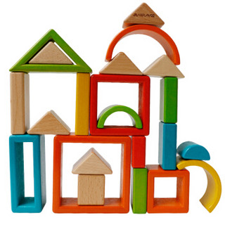 魔磁玩家（MAGPLAYER ）儿童玩具早教多功能拼装木质玩具原木实木大颗粒彩虹积木城堡系列幼儿宝宝玩具