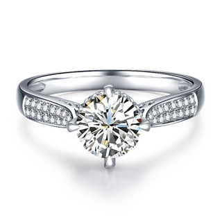 鸣钻国际 许诺 PT950铂金钻戒女 白金钻石戒指结婚求婚女戒 钻石对戒女款 共约22分 F-G/SI 18号