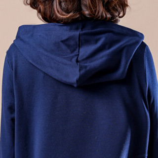 MAX WAY 女装 2019春装新款宽松长袖上衣纯色套头打底衫 MWYH101 深蓝色 XL
