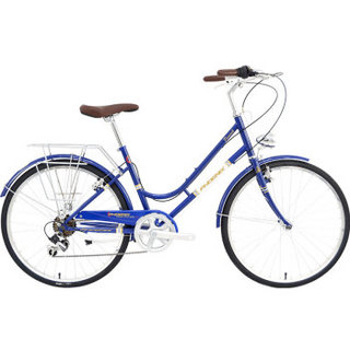凤凰Phoenix自行车24寸7速复古男女款城市骑行通勤车成人单车孔雀 湛蓝