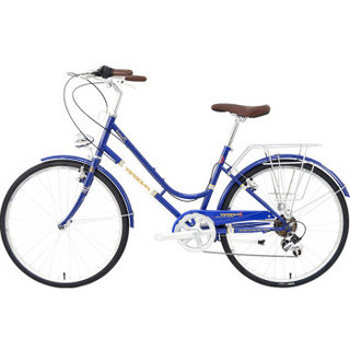 凤凰Phoenix自行车24寸7速复古男女款城市骑行通勤车成人单车孔雀 湛蓝