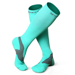 思帕客Spakct 肌能压缩跑步袜 骑行运动长筒袜男女户外登山马拉松 湖蓝色L码