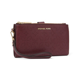 MICHAEL KORS 迈克·科尔斯 WRISTLETS系列 MK 女士暗酒红色牛皮长款钱夹钱包 32H8GFDW4U OXBLOOD