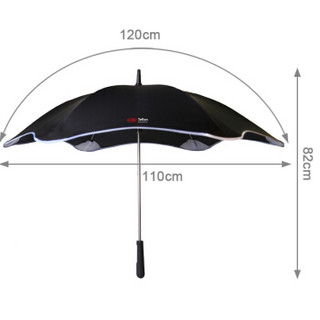 清野の木 直杆风暴伞 特氟龙超泼水涂层晴雨两用伞加固抗强风直径110cm 黑色