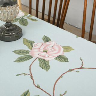 乐荔 桌布台布 防水防油 易清洁餐桌垫 130*180cm 蓝色栀子花