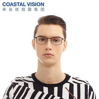 镜宴 ( COASTAL VISION )  CVA8333 防蓝光防紫外线平光镜护眼男女个性超轻潮流眼镜 CVO6438黑色方框