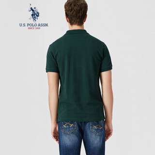 U.S. POLO ASSN. polo衫男士2019春夏新品多色纯棉潮流时尚短袖t恤1192101001 墨绿色 XL