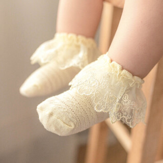9i9久爱久宝宝袜子3双装夏季网眼蕾丝花边儿童短袜小号1900067