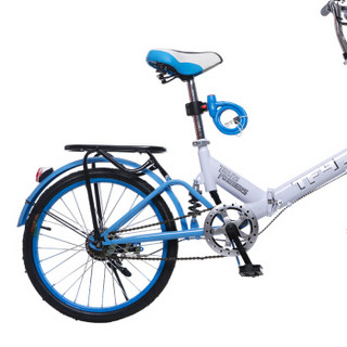 耐嘛 折叠自行车20寸单车座管减震快拆学生/成人单速男女款 蓝色