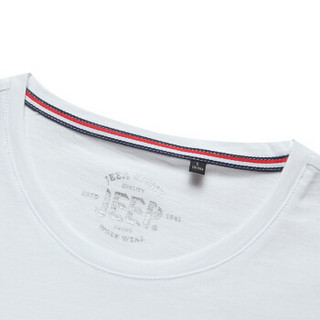 吉普(JEEP)短袖T恤男舒适休闲青年男士纯棉印花圆领半袖2019夏季新品 1938 白色 XL