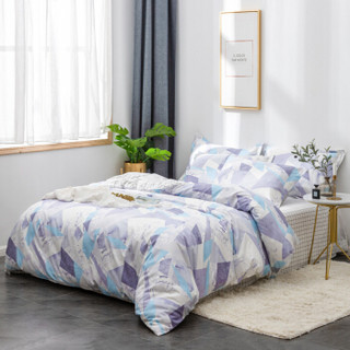 佳佰 四件套 床上用品 被套床单枕套 纯棉简约几何格子 巴黎 适用1.5/1.8米双人床（200*230）
