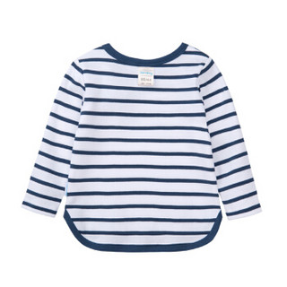 贝贝怡 Bornbay儿童T恤男女宝宝海军条纹长袖上衣纯棉t恤 151S071 蓝白 80cm