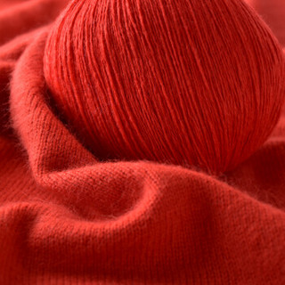 依尚 羊绒线 毛线 16/3中粗线 手编机织均可 婴儿宝宝毛线 围巾线M01 橘黄色