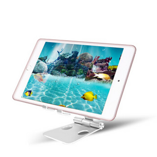 YOMO 懒人手机支架 可调节双轴270度桌面平板电脑iPad支架 铝合金创意可调节多功能直播支架 高端银