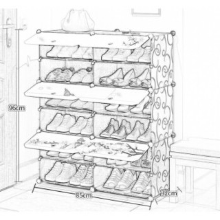 中伟家用经济型塑料鞋柜简易收纳多层组装鞋架防尘多功能家用省空间鞋柜门厅柜    2列6  850*320*960mm