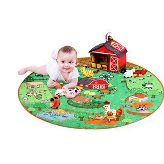 jollybaby 祖利宝宝 婴儿宝宝0-3岁早教游戏立体布书儿童玩具地毯礼盒装 农场游戏毯