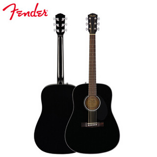 Fender 芬达 CD-60S系列 原声 单板民谣木吉他 圆角桃花芯木背侧板 云杉木41寸 BLK黑色