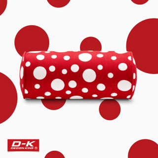 D-K 汽车头枕 中空棉圆筒型颈枕护颈枕纯棉面料 车用颈枕 对装 头靠枕波点红+白