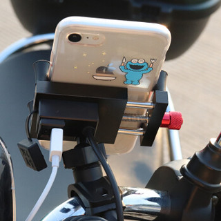 IZTOSS摩托车铝合金手机支架车载车充多功能USB手机充电器车用固定导航支架骑行