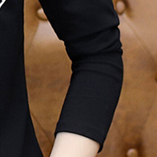 猫人 MiiOW T恤男2019春季新款韩版修身假两件圆领长袖T恤KC-3602黑色3XL