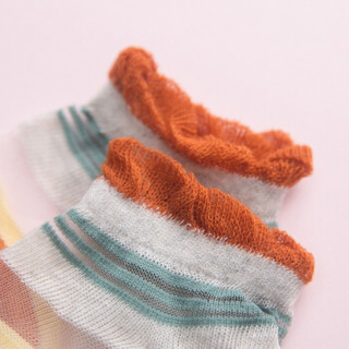 CHANSSON 馨颂 儿童船袜透明纱玻璃丝女童袜子五双装套装 清新条纹 3-5岁