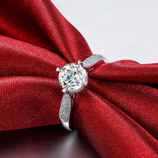 鸣钻国际 许诺 PT950铂金钻戒女 白金钻石戒指结婚求婚女戒 钻石对戒女款 共约70分 F-G/SI 9号