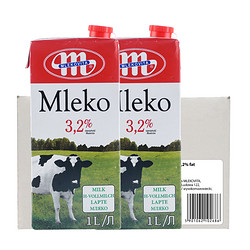 波兰原装进口Mlekovita全脂纯牛奶1L*12 早餐烘焙家庭装