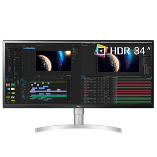 LG 乐金 34WL850-W 34英寸 IPS FreeSync 显示器(3440×1440、60Hz、98%DCI-P3、HDR400、Type-C 60W)