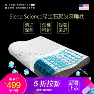 Sleep Science美国睡眠科学枕头绿宝石凝胶竹炭记忆棉护颈枕减压人体工学慢回弹枕芯 绿色 60*40*10/7CM