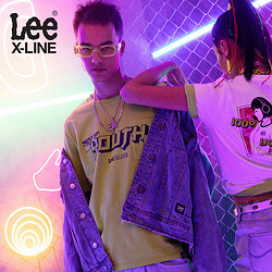 LeeX-LINE男2019年新款白色棉质圆领字母印花短袖T恤L369453RX