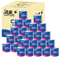 C&S 洁柔 布艺圆点系列 卷纸 3层*280节*27卷 *4件
