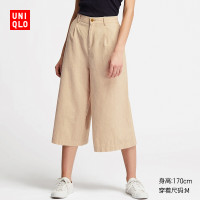 优衣库 女装 麻棉宽腿七分裤 415491 优衣库UNIQLO