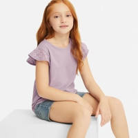 优衣库 UNIQLO 优衣库 女童蕾丝荷叶边T恤