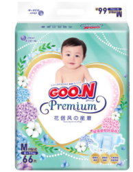 GOO.N 大王 婴儿尿裤 花信风环贴系列 M66片+S84+NB90 *3件