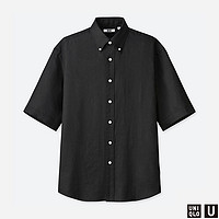 历史低价：UNIQLO 优衣库 设计师合作款 416554 男款法国麻宽松衬衫