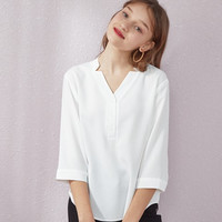 Semir 森马 19-039040374 女士V领雪纺衬衫