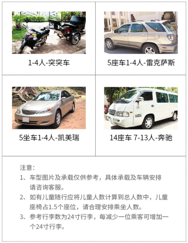 玩遍经典!柬埔寨暹粒包车 1-3天 (多线路/车型可选)