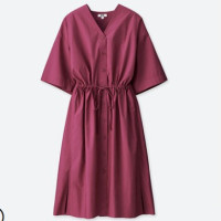 优衣库 UNIQLO 优衣库 416429 女士衬衫式连衣裙