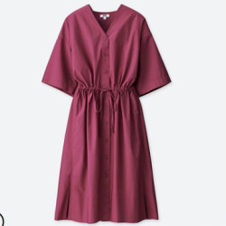 优衣库 UNIQLO 优衣库 416429 女士衬衫式连衣裙