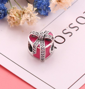 PANDORA 潘多拉 792047CZ 洋红色爱的惊喜 925银串珠