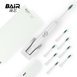 拜尔 BAIR 电动牙刷成人   智能声波震动充电式软毛X6 白色（主机+8个刷头） *2件