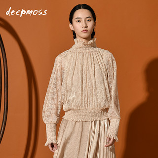 deepmoss 浆果系列 dm19ssTP02J-1 裸色立领蕾丝上衣女